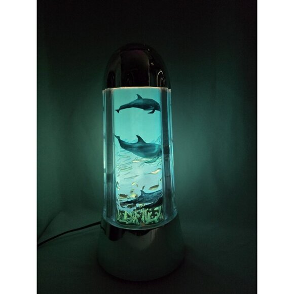 Vintage Dolphin Aquarium Rotating Motion Night Light Lamp - Picture 3 of 17